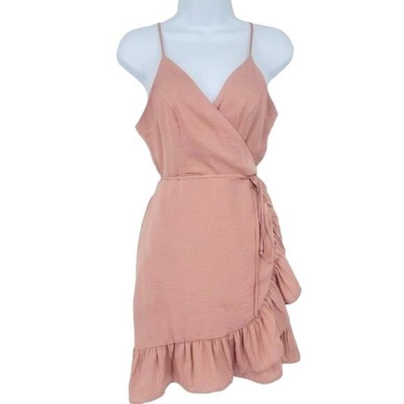 Free People All My Love Slip Wrap Ruffle Detail Sleeveless Mini Dress Size Small - Picture 2 of 7